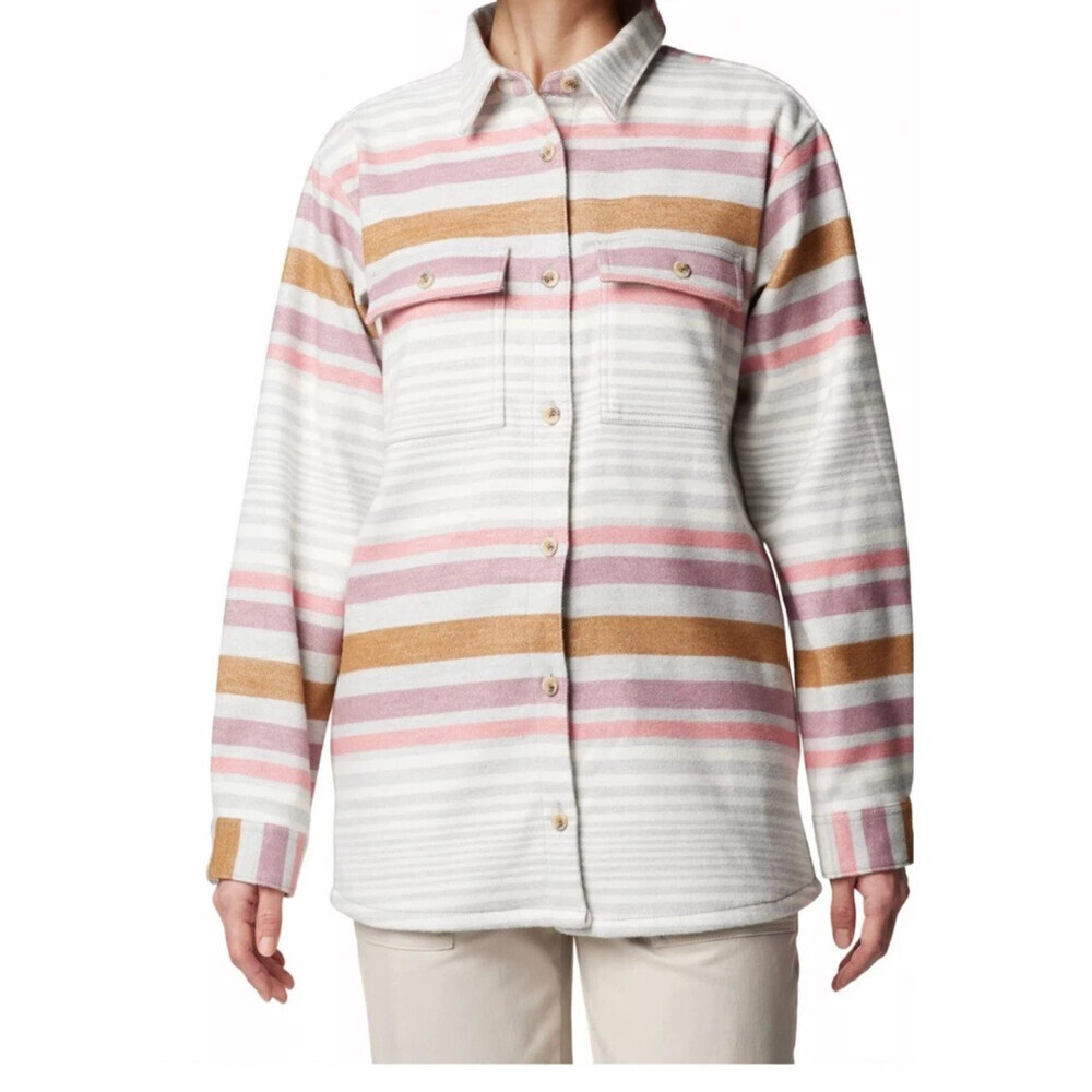 Columbia Blue Point Creek Shirt Jacket Womens Multicolor Striped Collared JAX403